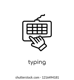 typing icon. Trendy modern flat linear vector typing icon on white background from thin line collection, outline vector illustration