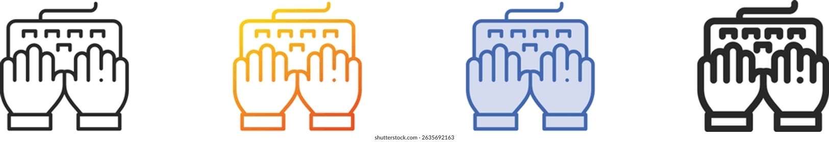 typing icon.Thin Linear, Gradient, Blue Stroke and bold Style Design Isolated On White Background