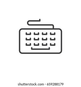 Typing keyboard line icon, outline vector sign, linear style pictogram isolated on white. Symbol, logo illustration. Editable stroke. Pixel perfect