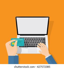 typing with laptop, blank screen  for text space