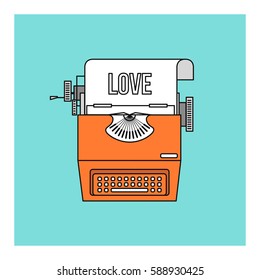 Typing machine love. Vector illustration.
