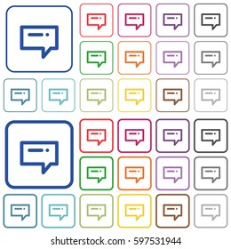 Typing message color flat icons in rounded square frames. Thin and thick versions included.