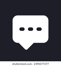 Typing message dark mode glyph ui icon. Chat conversation. User interface design. White silhouette symbol on black space. Solid pictogram for web, mobile. Vector isolated illustration
