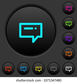 Typing message dark push buttons with vivid color icons on dark grey background