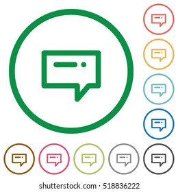 Typing message flat color icons in round outlines