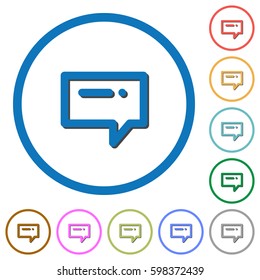 Typing message flat color vector icons with shadows in round outlines on white background