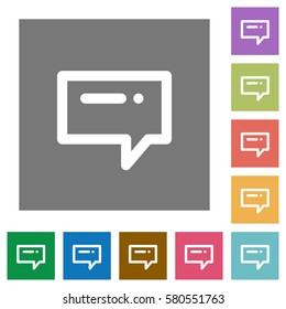 Typing message flat icons on simple color square backgrounds