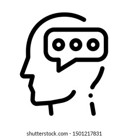 Typing Message And Man Silhouette Mind Vector Icon Thin Line. Contour Illustration