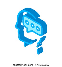 Typing Message And Man Silhouette Mind vector isometric sign. color isolated symbol illustration