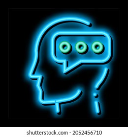 Typing Message And Man Silhouette Mind neon light sign vector. Glowing bright icon transparent symbol illustration