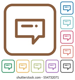 Typing message simple icons in color rounded square frames on white background