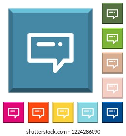 Typing message white icons on edged square buttons in various trendy colors