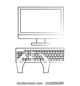 typing on desktop computer