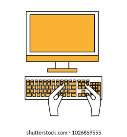 typing on desktop computer