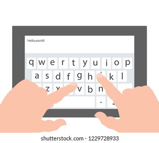 Typing on tablet illustration
