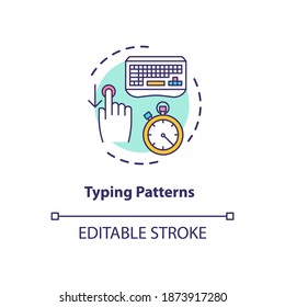 Typing patterns concept icon. Future cybersecurity technologies. People behaviour. Personal identity idea thin line illustration. Vector isolated outline RGB color drawing. Editable stroke