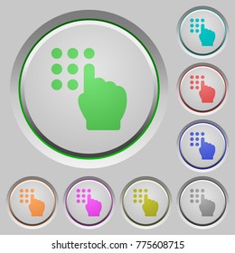 Typing security code color icons on sunk push buttons