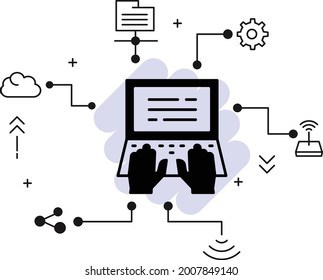 Typing Speed Test Vector Glyph Icon Design, Cloud computing and Internet hosting services Symbol on White background, Tech Support forum concept,