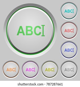 Typing text with cursor color icons on sunk push buttons