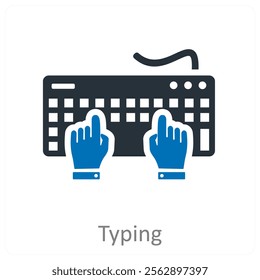 Typing and text icon concept