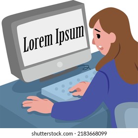 Typing Woman (with panic expression)