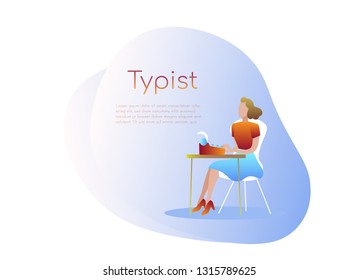 Typist. Flat vector illustration. Web Template