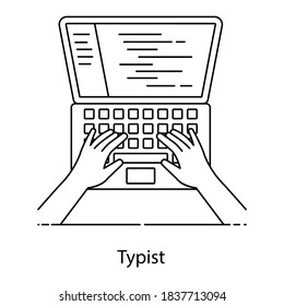 Typist icon style, vector of clerical worker 