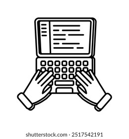 Typist Outline Icon, Vector illustration