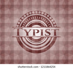 Typist red geometric emblem. Seamless.