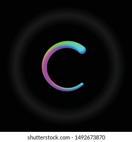 Typo C 3D Neon fonts modern alphabet letters and numbers vector illustration Vector