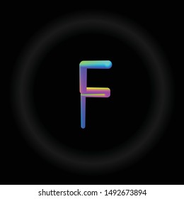 Typo F 3D Neon fonts modern alphabet letters and numbers vector illustration Vector