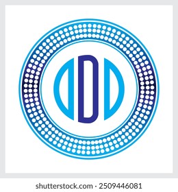 Typo and Font style, A to Z  Logos alphabet. with doted blue circle Isolated on white background.