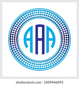 Typo and Font style, A to Z  Logos alphabet. with doted blue circle Isolated on white background.