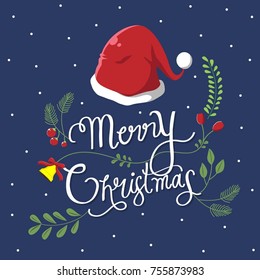 Typo graphics Christmas greetings Fine with beautiful flowers.