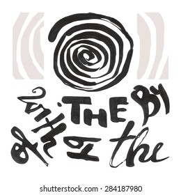Typo set and a spiral. Each symbol is grouped separately, there are 6 different typos, 1 spiral and additional decorative shapes. Design elements were created with Chinese ink and calligraphic pen.