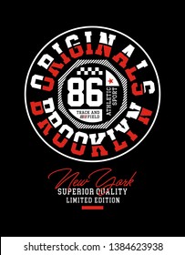 Typograph Brooklyn originals, USA style for t-shirt printing, vector image design
