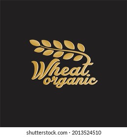 Icono de diseño del logotipo de oro de trigo orgánico Typograph vector