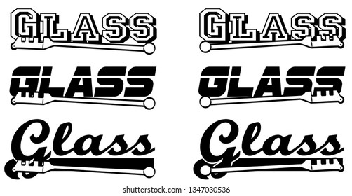 Typographed word glass with glass cutter vector illustration for sign or decal