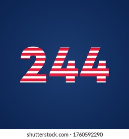 typographic 244 letter logo vector with america flag. 244 number icon.