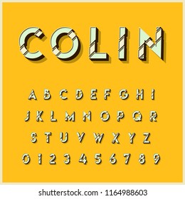 Typographic 3d alphabet collection - Font design set - Colorful lettering with abstract lines