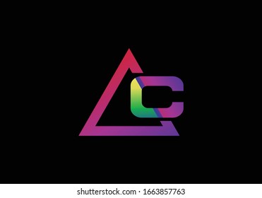 Typographic alphabet C in a triangle with vibrant colors
