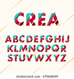 Coleção de alfabetos tipográficos - Conjunto de design de fontes - Lettering colorido com linhas abstratas