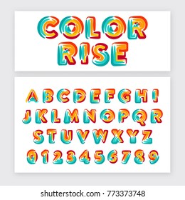 Typographic alphabet collection - Font design set - Rounded colorful lettering with paint elements