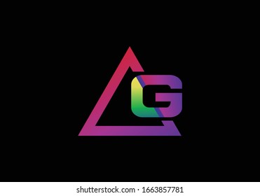 Typographic alphabet G in a triangle with vibrant colors