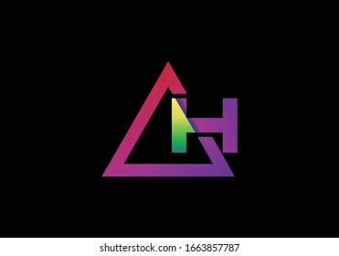 Typographic alphabet H in a triangle with vibrant colors