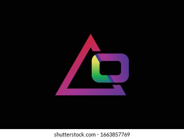 Typographic alphabet O in a triangle with vibrant colors