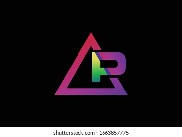 Typographic alphabet P in a triangle with vibrant colors