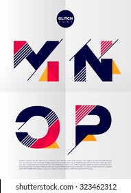 Typographic alphabet in a set. Contains vibrant colors and minimal design on a minimal abstract background