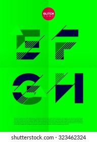 Typographic alphabet in a set. Contains vibrant colors and minimal design on a minimal abstract background