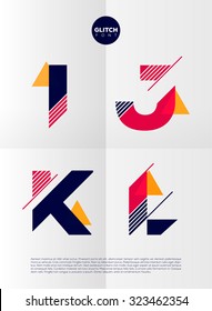 Typographic alphabet in a set. Contains vibrant colors and minimal design on a minimal abstract background